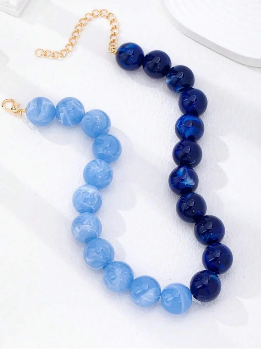 Dual-Tone Blue Graduated Bead Necklace